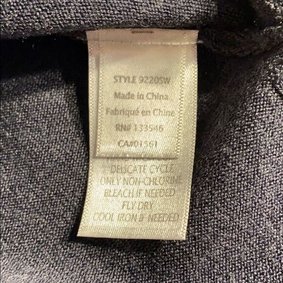 Ecru metal Mesh Trim V-Neck Tunic Sweater Gray - Picture 8 of 9